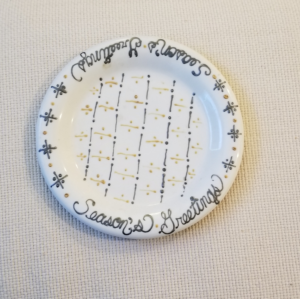 "Season's Greeting" decoraing plate - hand made.